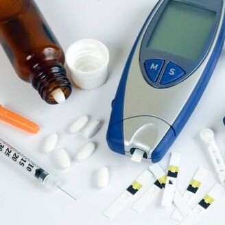 Glucose meter and medications for the treatment of diabetes.